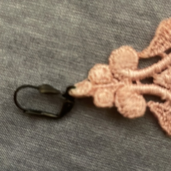 Never worn, detailed knit work earrings, beautiful soft pink and lightweight. - Picture 3 of 8